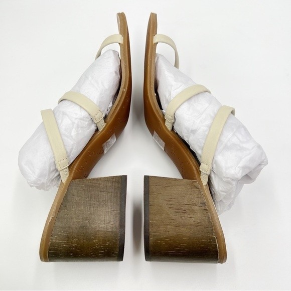 Splendid Womens Size 8.5 Eggshell White Cream Leather Block Heel Sandals Shoes - Picture 8 of 14